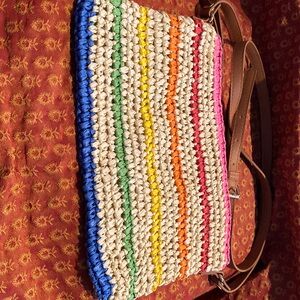 NWOT INC International Concepts BRIGHT STRIPS STRAW Colored CROSSBODY or CLUTCH